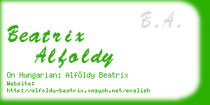 beatrix alfoldy business card